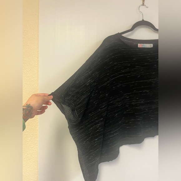 Free People Beach Top asymmetrical cover up ribbed stripped charcoal gray size S - Picture 2 of 7